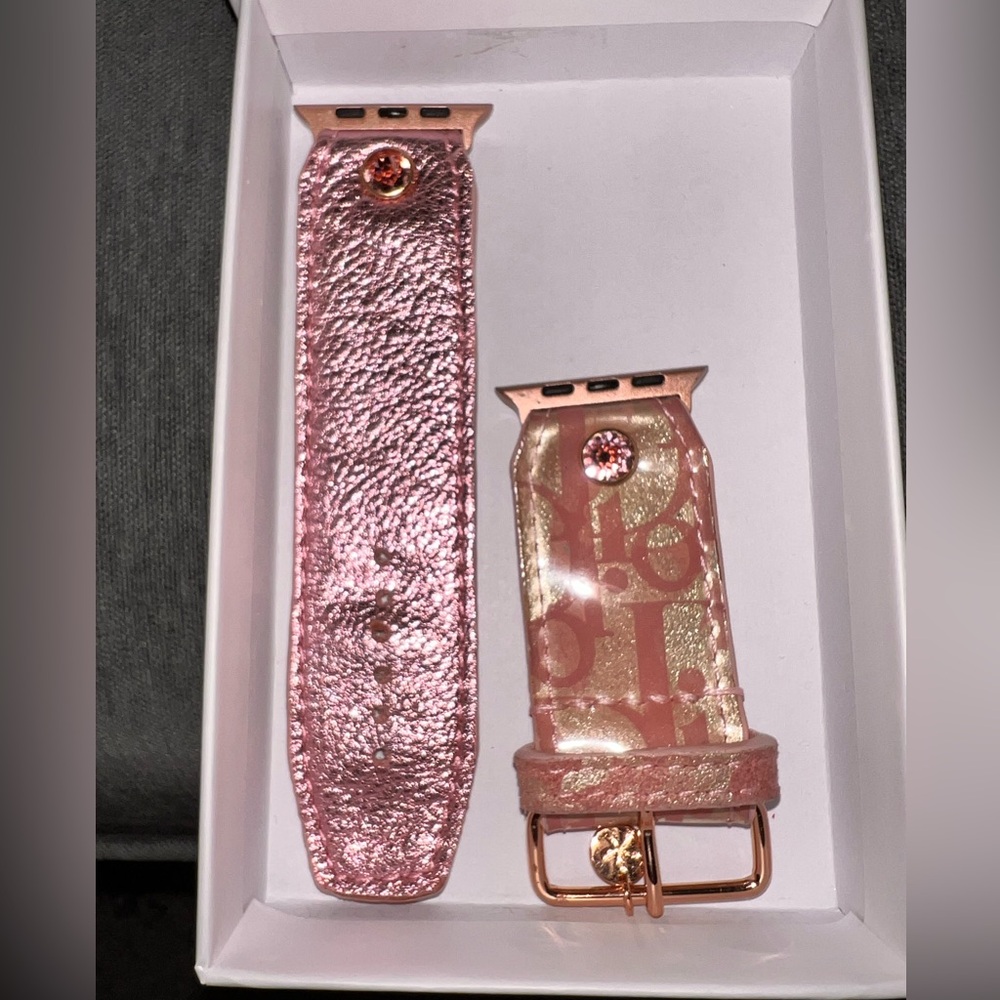 🩷Upcycled pink Christian Dior pink bubblegum leather Apple Watch band